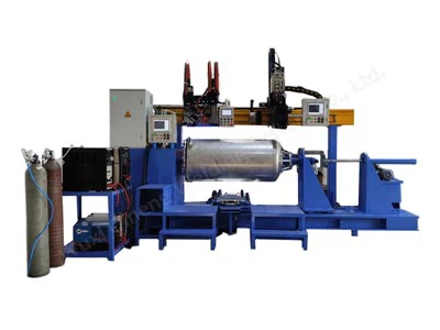 Máquina de soldagem de canto e circunferencial de cilindro líquido criogênico